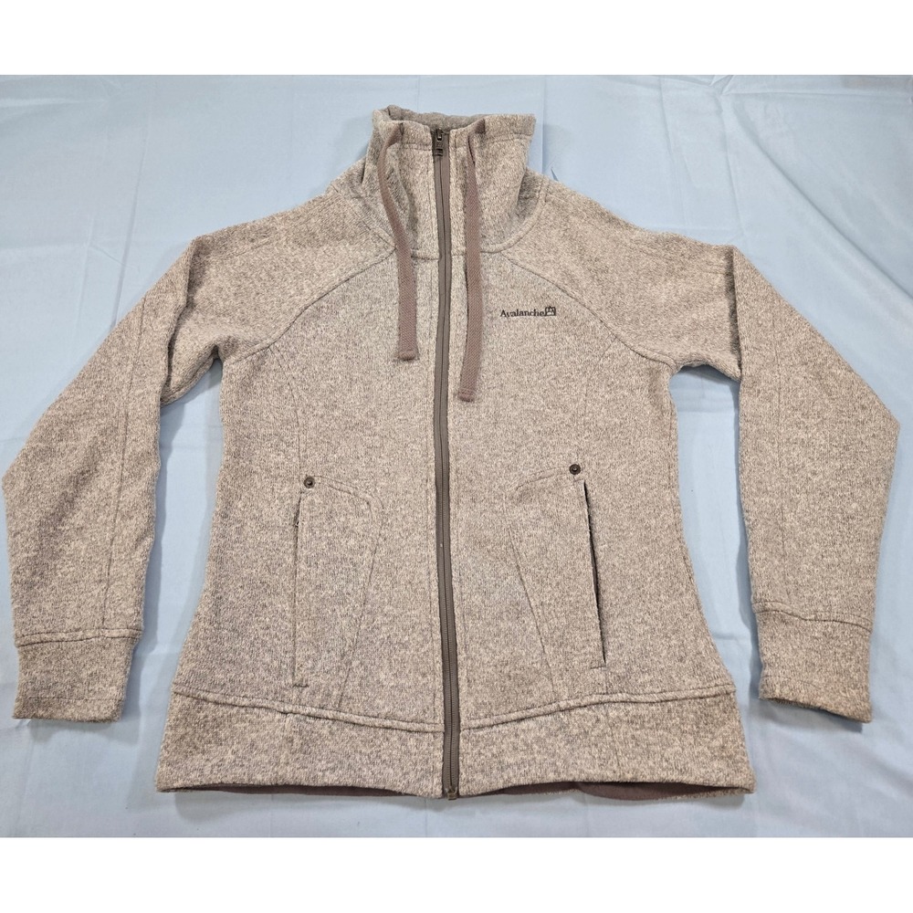 Avalanche Womens Full Zip Fleece Jacket Heather Gray Funnel Neck Thumbholes S